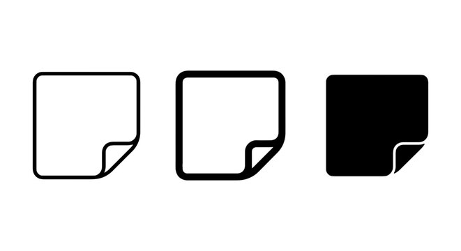Blank Document Icons, Page Corner Symbols, Vector Templates for Notes and Records