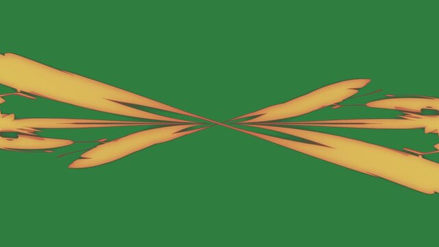 Red bow on it picture of fire an orange butterfly two yellow arrows arrow isolated on green screen background