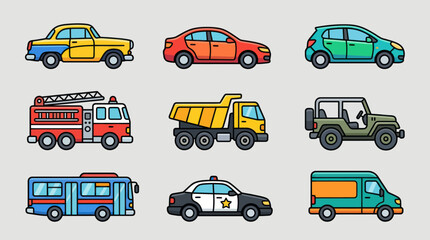 Collection of diverse vehicle illustrations © Masha