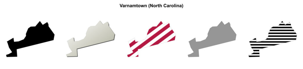 Obraz premium Varnamtown (North Carolina) blank outline map set
