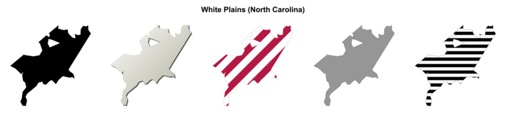 Fototapeta premium White Plains (North Carolina) blank outline map set