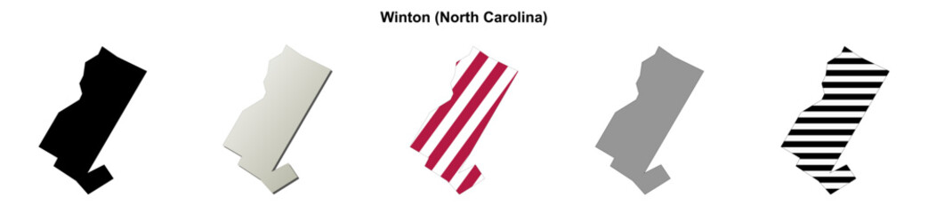 Fototapeta premium Winton (North Carolina) blank outline map set