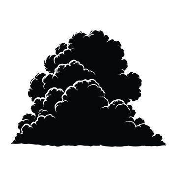 Silhouette of a large, dark storm cloud with white highlights