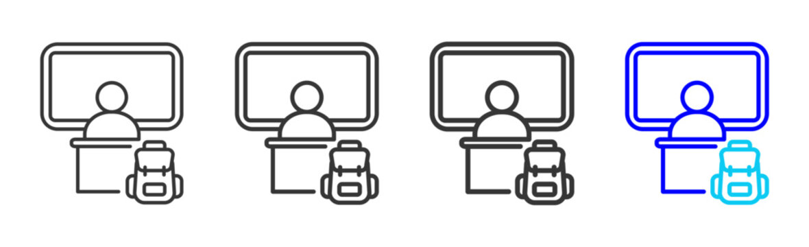 Classroom Kit Icon Collection Creative Outline Style for School Life Education Learning Student Teacher Digital Classroom Study Academy Vector Icon Pack Set Resources
