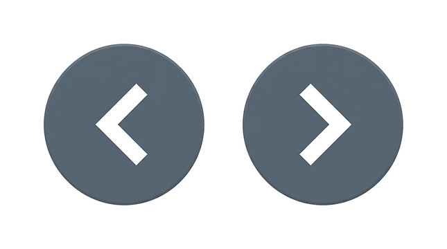 Gray navigation arrow buttons isolated on transparent background Ai Generated