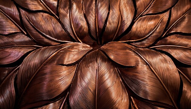 bronze metal leaves background