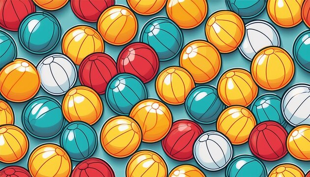 seamless pattern with colorful beach balls summer vacation repeat design