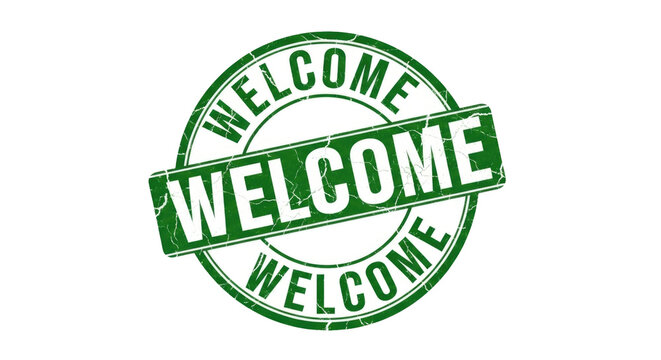 Welcome Sign Stamp Green Circular Border Cutout PNG