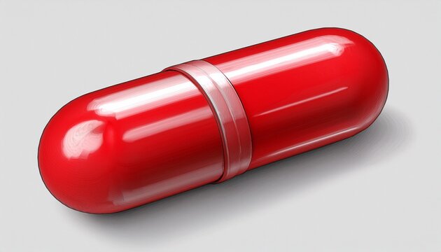 red pill capsule isolated on white background 3d rendering