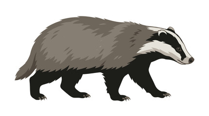 Obraz premium Illustration of a Badger Walking in Natural Habitat Silhouette.