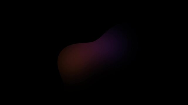 Abstract liquid gradient loop background with central dynamic organic dark purple and orange flowing shape on a black background