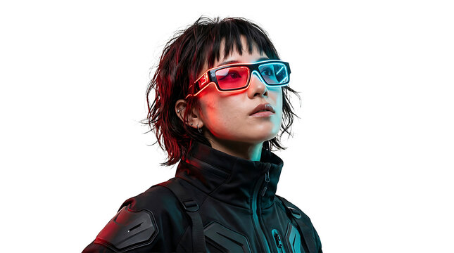 Pixelated young man wearing red and blue 3D glasses isolated on transparent background Ai Generated