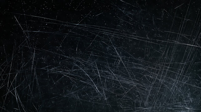 Scratched background backdrop - black abstract texture with white scratches