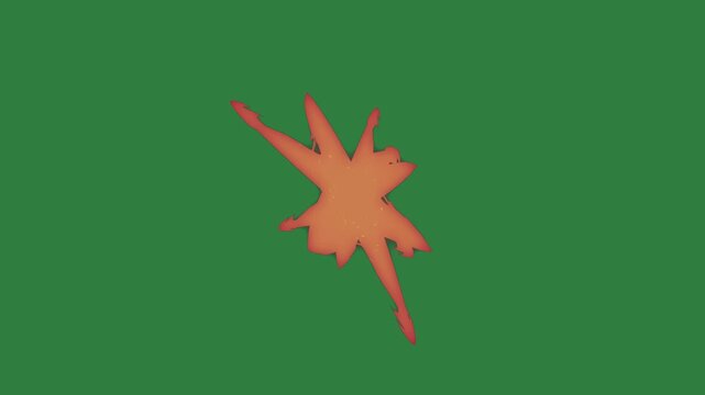 Yellow flower on red lines it black dots an orange star image of ant isolated on green screen background