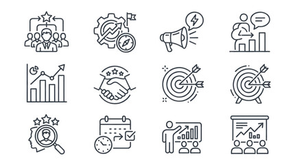 Collection of hand-drawn security and protection icons in black and white. © gonel