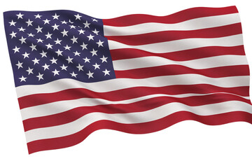 Obraz premium Waving american flag with stars and stripes isolated on png transparent background
