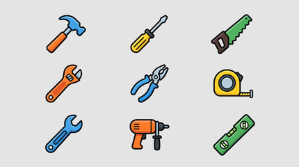 Obraz premium Collection of hand tools icons