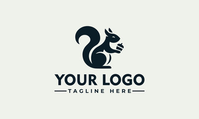 Obraz premium Minimalist vector logo illustration squirrel silhouette featuring elegant modern design for business branding