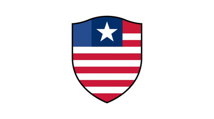 Obraz premium Liberian Flag Shield Emblem with Red and White Stripes and Blue Canton with White Star for National Identity and Protection