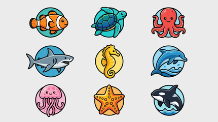 Collection of marine life icons © Persik
