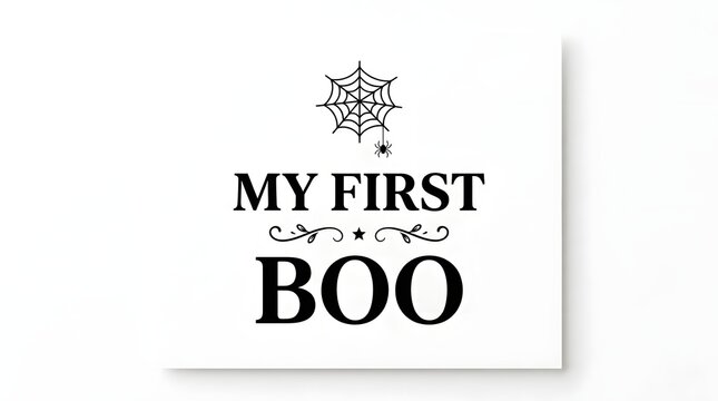 My first boo typography design with a spider and web isolated on white background