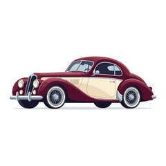 Fototapeta premium Vintage Burgundy and Cream Coupe Automobile Illustration