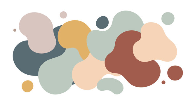 Scattered pastel and earthy organic blob shapes on white