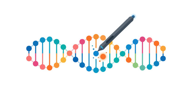 Genome Editing Concept Illustration with DNA Helix and Stylus