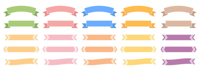 Set of colorful ribbon banners and labels in various shapes on a transparent background © Musa