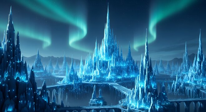 Ice Castle and Aurora (Kastel Es dan Aurora)