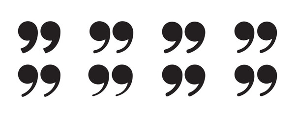 Set of various typography quotation marks collection for design isolated on transparent background. © Stock
