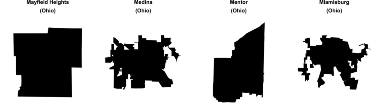 Mayfield Heights, Medina, Mentor, Miamisburg outline maps