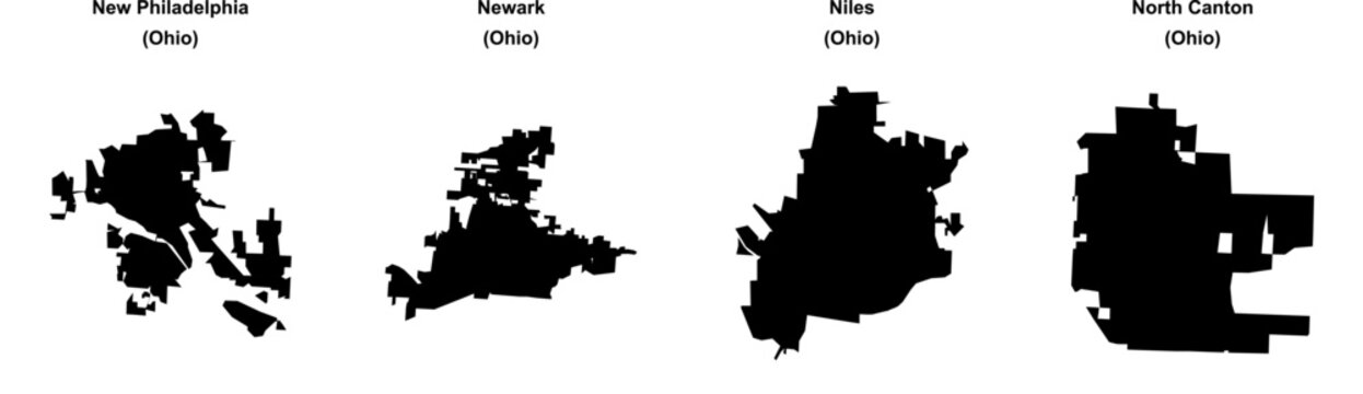 New Philadelphia, Newark, Niles, North Canton outline maps