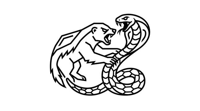 Weasel fighting a snake fiercely.