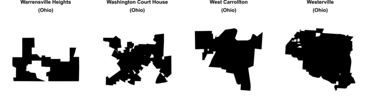 Warrensville Heights, Washington Court House, West Carrollton, Westerville outline maps