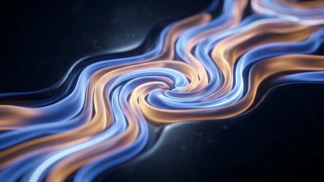 Alternating magnetic domains glowing blue and orange, altermagnet