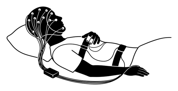 Medical Sleep Study Sensor Setup Silhouette