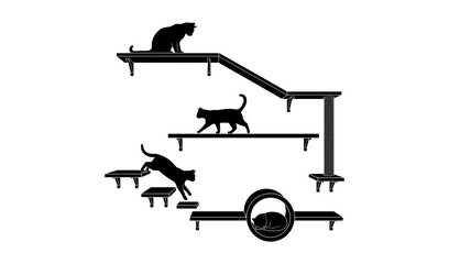 Cat Vertical Space Wall Shelf Silhouette © Tharindu