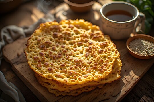paraguayan mbeju served on a wooden board