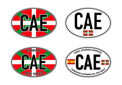 Basque Country autonomous community, Spain, oval international vehicle registration code license plate car sticker, vector illustration