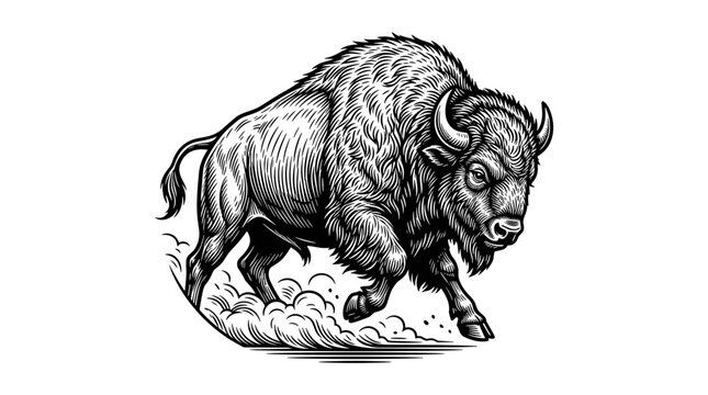 Bison Running in the Wild 1.