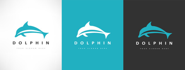 Dolphin logo vector. Underwater animal © Natalia Iachimova