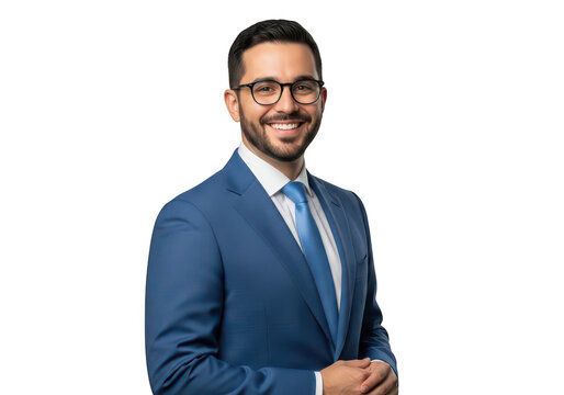 Professional man in a suit posing confidently against a plain background isolated on transparent background