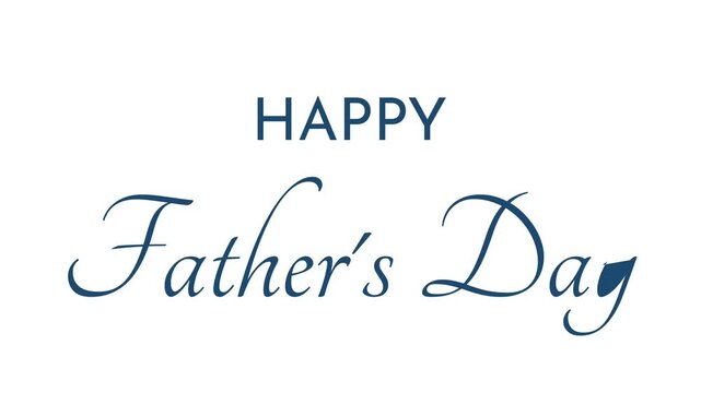 Minimalist Happy Father's Day blue and white text animation on a clean background