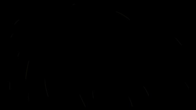 Chaotic yellow lines on a black background. Fireworks and spark overlay effect in Full HD.