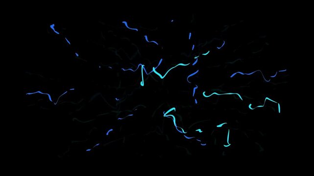 Small neon colored lightning on a black background. Animation of an anomalous place with electricity emerging from the center.