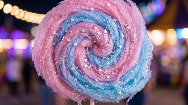 depth focus sharp quality high detailed macro close up photography of cotton candy swirling like galaxy in colorful vibrant hues
