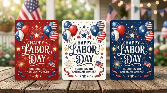 Labor day decorations patriotic signs honoring american workers for holiday celebrations