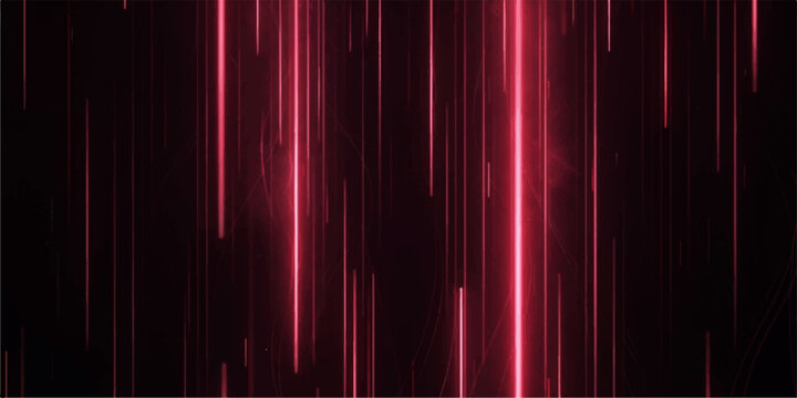 Red neon light streaks falling against a dark background vector illustration