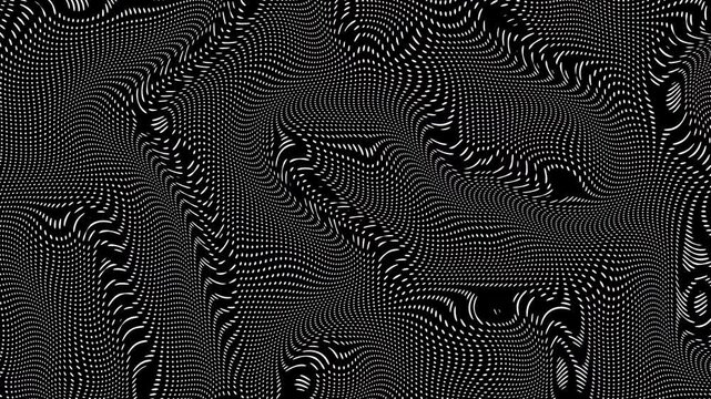 Abstract black and white gradient halftone dotted background with a pop cartoon comic motion pattern. Seamless loop in retro monochrome